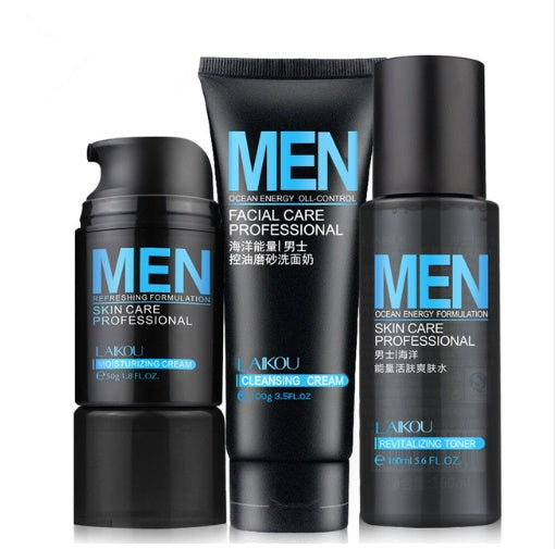 Set de cosmética para hombre Crema hidratante Tónico Limpiador facial